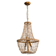 Carregar imagem no visualizador da galeria, Modern Beaded Basket Weathered Wood 4-Light Chandelier
