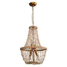 Load image into Gallery viewer, Modern Beaded Basket Weathered Wood 4-Light Chandelier
