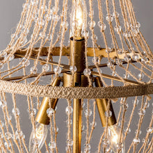 Load image into Gallery viewer, Modern Beaded Basket Weathered Wood 4-Light Chandelier

