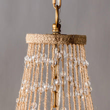 Load image into Gallery viewer, Modern Beaded Basket Weathered Wood 4-Light Chandelier
