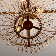 Load image into Gallery viewer, Modern Beaded Basket Weathered Wood 4-Light Chandelier
