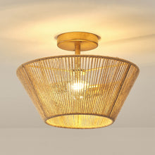 Cargar imagen en el visor de la galería, Farmhouse 2-Light Flush Mount Lighting with Rattan Rope
