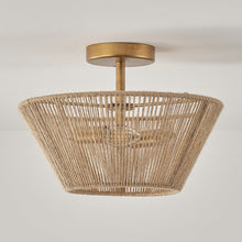 Cargar imagen en el visor de la galería, Farmhouse 2-Light Flush Mount Lighting with Rattan Rope
