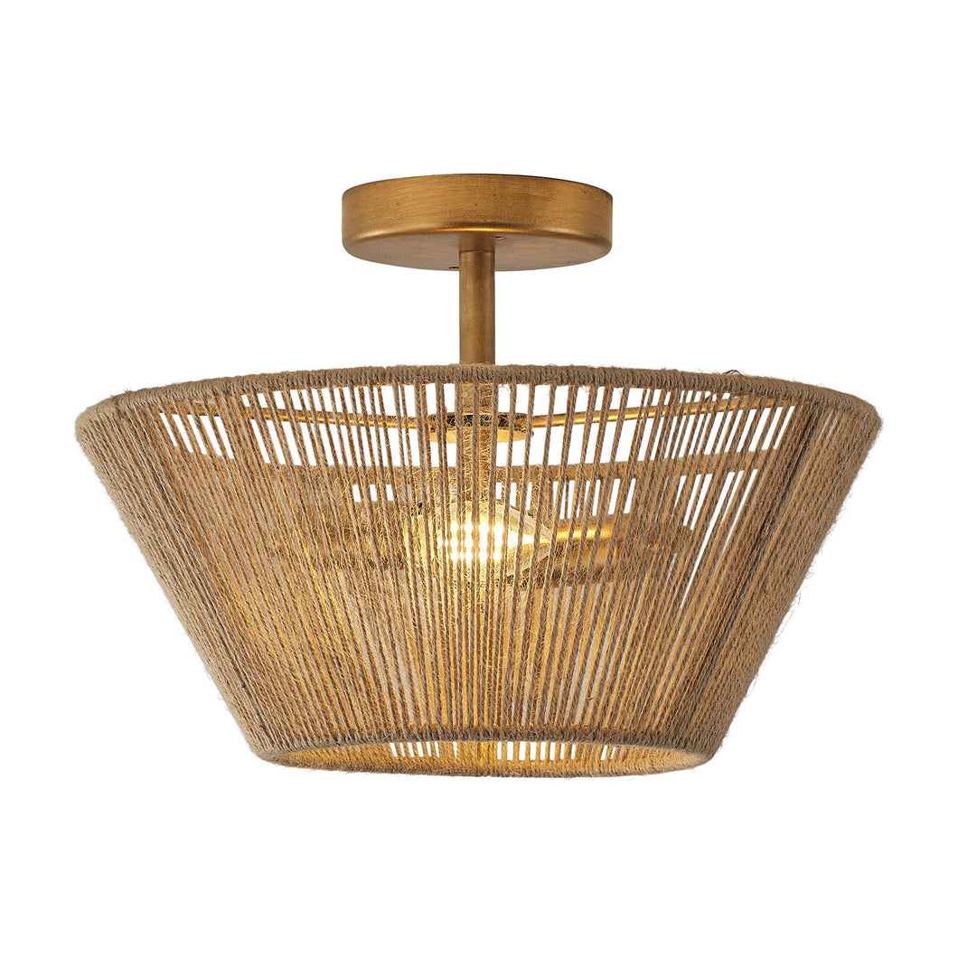 Farmhouse 2-Light Flush Mount Lighting with Rattan Rope