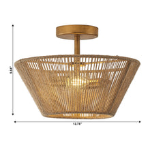 Cargar imagen en el visor de la galería, Farmhouse 2-Light Flush Mount Lighting with Rattan Rope
