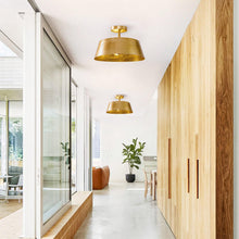 Load image into Gallery viewer, 3-Light Golden Semi Flush Mount Lighting
