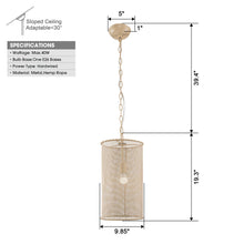 Load image into Gallery viewer, 1-Light Wooden Beads Farmhouse Beige Dry Rated Pendant Lighting
