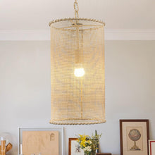 Load image into Gallery viewer, 1-Light Wooden Beads Farmhouse Beige Dry Rated Pendant Lighting
