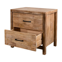 Load image into Gallery viewer, Rustic Solid Wood Farmhouse Brown 2-Drawer Nightstand
