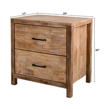 Load image into Gallery viewer, Rustic Solid Wood Farmhouse Brown 2-Drawer Nightstand
