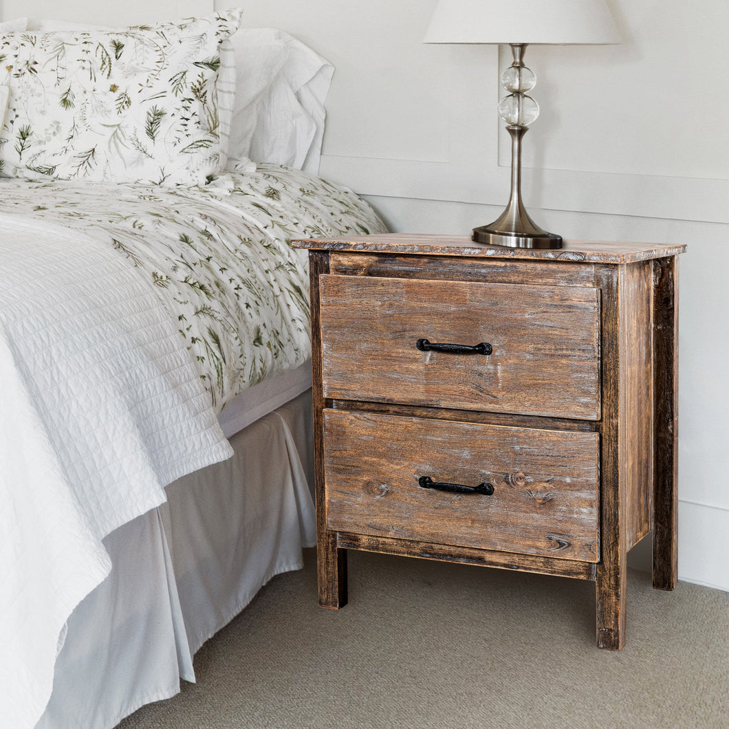 Farmhouse  Solid Wood Bedroom Nightstand Side Table