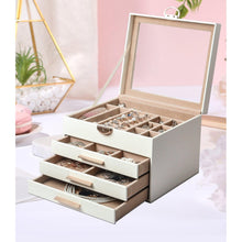Load image into Gallery viewer, Elegant Jewelry Box Organizer for Women, 4-Layer Jewelry Organizer, 3-Drawers

