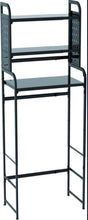 Load image into Gallery viewer, BIFCIOFH 3-Tier Expandable Over Toilet Washing Machine and Dryer Storage Rack, Height Adjustable Laundry Room Shelves, Bathroom Organization Space Saver with Pigboard and Hook (Color: Dark Grey)
