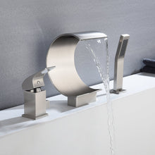 Load image into Gallery viewer, Brushed Nickel Bathtub Faucet Waterfall Mixer Faucet with Hand Shower Deck Mount
