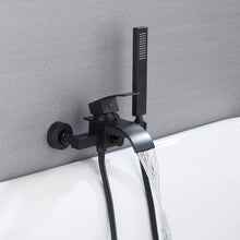 Load image into Gallery viewer, Matte Black Waterfall Wall-mount Bath Tub Filler Faucet with Handheld Shower
