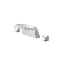 Load image into Gallery viewer, Brushed nickel waterfall tub faucet with hot and cold mixer.
