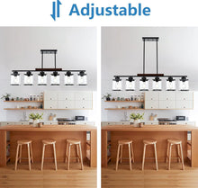 Load image into Gallery viewer, TULUCE 6 Light Farmhouse Chandelier Lighting Vintage Pendant Lighting Clear Glass Shade Flush Mount Lighting Fixture Black Pendant Lamp for Entryways,

