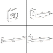 Load image into Gallery viewer, Luxurious 4-Piece Stainless Square Matte Black Bathroom Hardware Set: Towel Bar, Towel Ring, Toilet Paper Holder, Robe Hook, and Tower Holder - Wall Mounted
