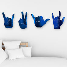 Load image into Gallery viewer, Bundle |  4-Piece Set of Rock On, Hang Loose, I Love You and Peace Sign Hand Silhouettes
