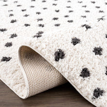 Cargar imagen en el visor de la galería, Chaia Dotted Black &amp; White Plush Rug
