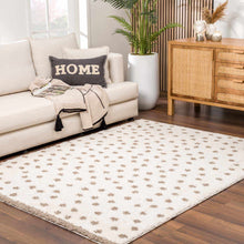 Cargar imagen en el visor de la galería, Chaia Dotted Cream &amp; Brown Plush Rug
