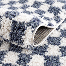 Load image into Gallery viewer, Kieu Blue &amp; White Checkered Area Rug
