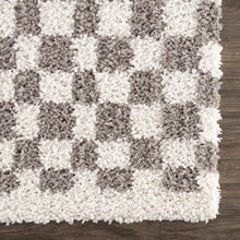 Load image into Gallery viewer, Kieu Taupe Checkered Plush Rug
