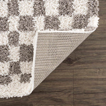 Load image into Gallery viewer, Kieu Taupe Checkered Plush Rug
