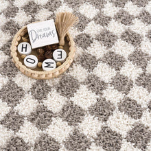 Load image into Gallery viewer, Kieu Taupe Checkered Plush Rug
