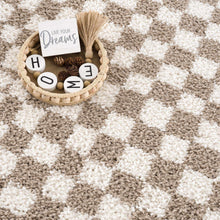 Load image into Gallery viewer, Kieu Taupe Checkered Shag Rug
