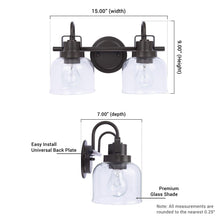 Load image into Gallery viewer, Brighton 2-Light Dark Bronze Dimmable Bathroom Vanity Light
