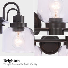 Load image into Gallery viewer, Brighton 2-Light Dark Bronze Dimmable Bathroom Vanity Light
