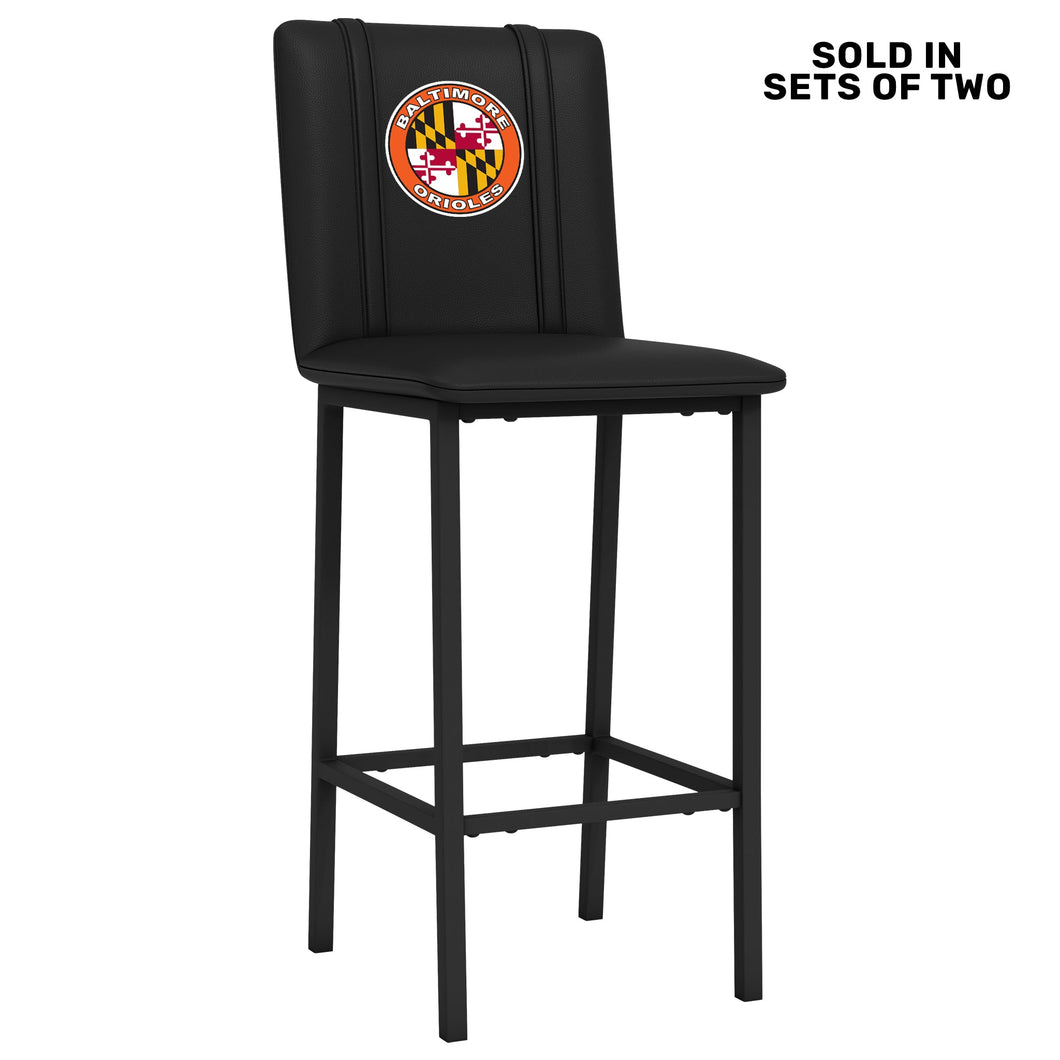 Bar Stool 500 with Baltimore Orioles Cooperstown Primary Set of 2