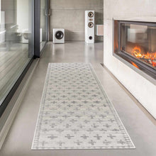 Load image into Gallery viewer, Tigris Swiss Cross Ivory&amp;Gray Area Rug
