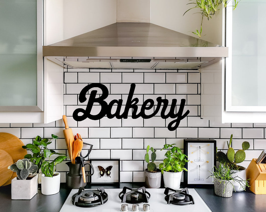 Bakery Cursive Metal Word Sign