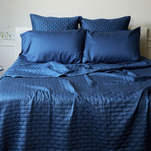 Load image into Gallery viewer, Bamboo Quilted Coverlet- Indigo
