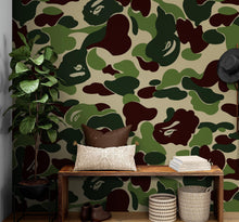 Cargar imagen en el visor de la galería, Bape Camo Wallpaper Mural. Green Camo Streetwear Hype Beast Aesthetics. #6662
