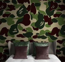 Cargar imagen en el visor de la galería, Bape Camo Wallpaper Mural. Green Camo Streetwear Hype Beast Aesthetics. #6662
