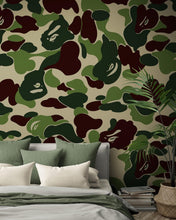 Cargar imagen en el visor de la galería, Bape Camo Wallpaper Mural. Green Camo Streetwear Hype Beast Aesthetics. #6662
