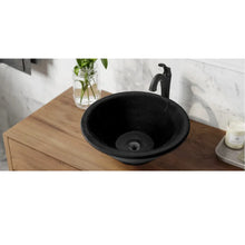 Carregar imagem no visualizador da galeria, Black Andesite Natural Stone V-Shape Tapered Bathroom Sink Honed-Matte (D)16&quot; (H)6&quot;
