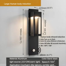 Load image into Gallery viewer, Black/Bronze Outdoor Waterproof LED Aluminum Wall Light With Motion Sensor
