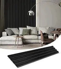 Carregar imagem no visualizador da galeria, Black Solid Wood Acoustic Slat Wall Panels (Broad Strip)
