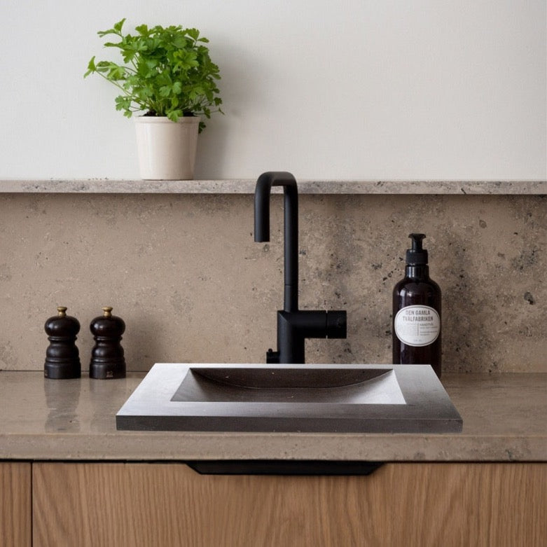 Black Andesite Natural Stone Rectangular Sink Honed/Matte (W)20