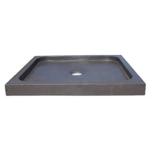 Carregar imagem no visualizador da galeria, Black Andesite Square Shower Base Hand-carved from Solid Andesite Block (W)36&quot; (L)36&quot; (H)3&quot;
