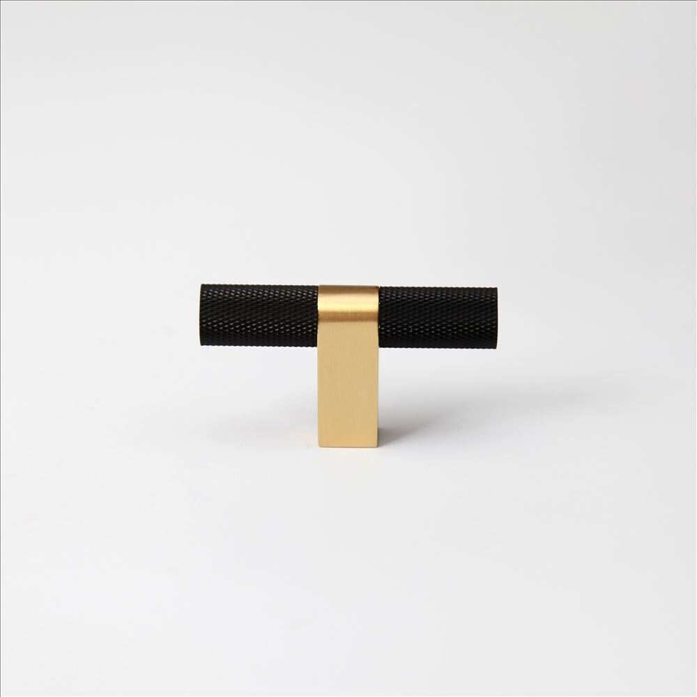 Bold, Black & Gold Knurled Solid Brass Knob