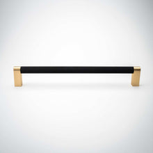 Load image into Gallery viewer, Bold, Black &amp; Gold Knurled Solid Brass Appliance Pulls
