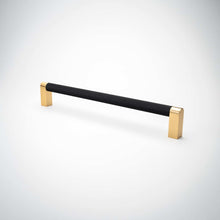 Load image into Gallery viewer, Bold, Black &amp; Gold Knurled Solid Brass Appliance Pulls
