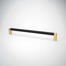 Load image into Gallery viewer, Bold, Black &amp; Gold Knurled Solid Brass Appliance Pulls
