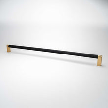 Load image into Gallery viewer, Bold, Black &amp; Gold Knurled Solid Brass Appliance Pulls
