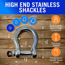 Load image into Gallery viewer, Stainless Steel Bow Shackles
